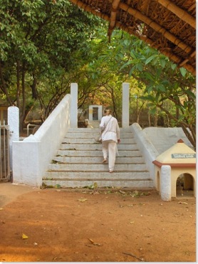 Carol walking through Ramanasramam to path to Skandashram